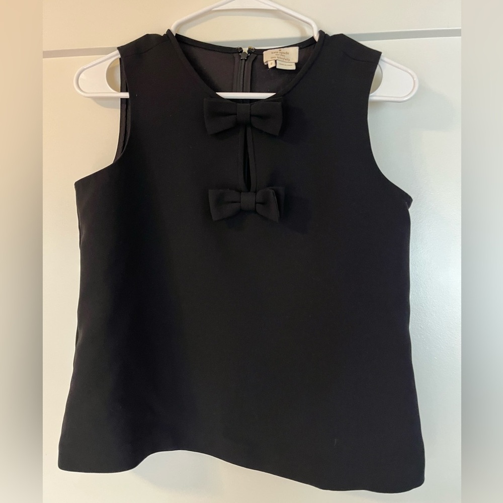Kate Spade Elegant Black Sleeveless Top with Bow Accents
